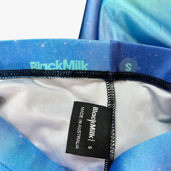 Black Milk Size S Aurora Skye Leggings Aurora Borealis Blue Green Sky Stretch - Picture 11 of 11